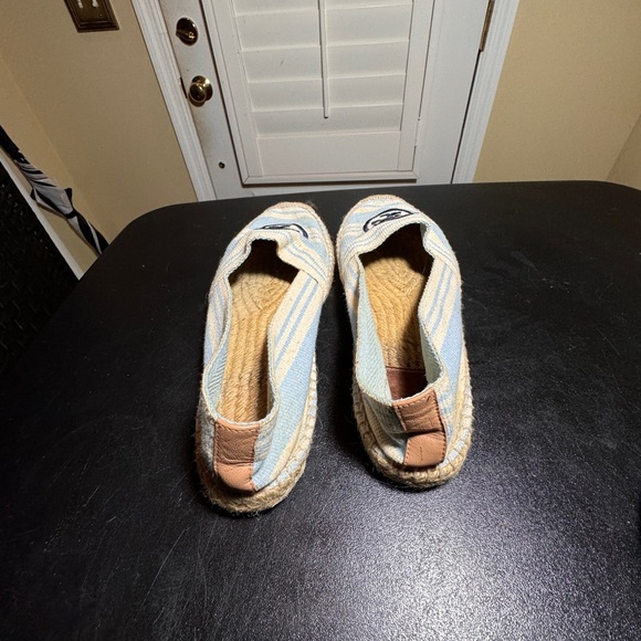 Tory Burch size 10 blue/ cream canvas espadrille - Picture 3 of 8